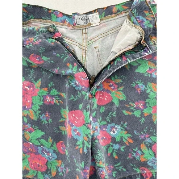 Vtg Oleg Cassani Denim Floral Shorts High Waist 90’s Hippie Size 14 Boho Barbie‍ - Picture 11 of 13